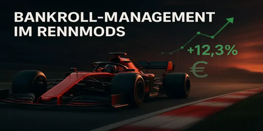 F1 Formel 1 Rennwagen mit Finanzmanagement Grafiken und Profit Indikatoren für erfolgreiches Bankroll Management
