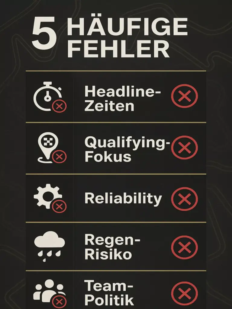 Häufigste Fehler bei F1 Pre-Season Wetten: Headline-Zeiten, Qualifying-Pace und Reliability