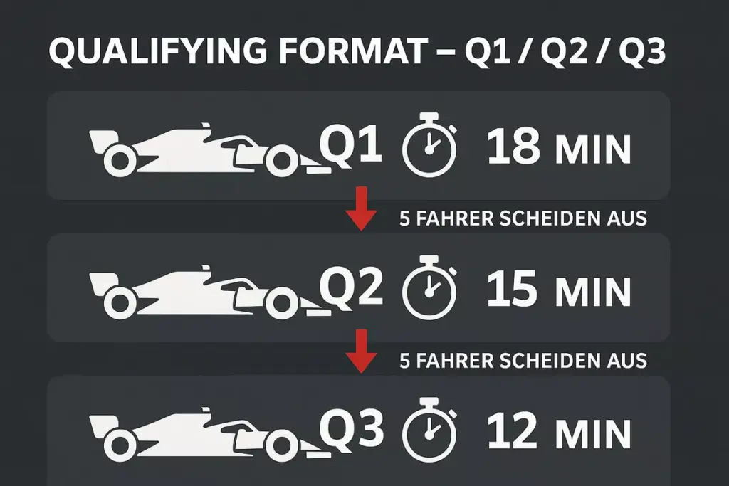 Formel 1 Qualifying Format Erklärung mit Q1 Q2 Q3 Sessions und Eliminierungsrunden