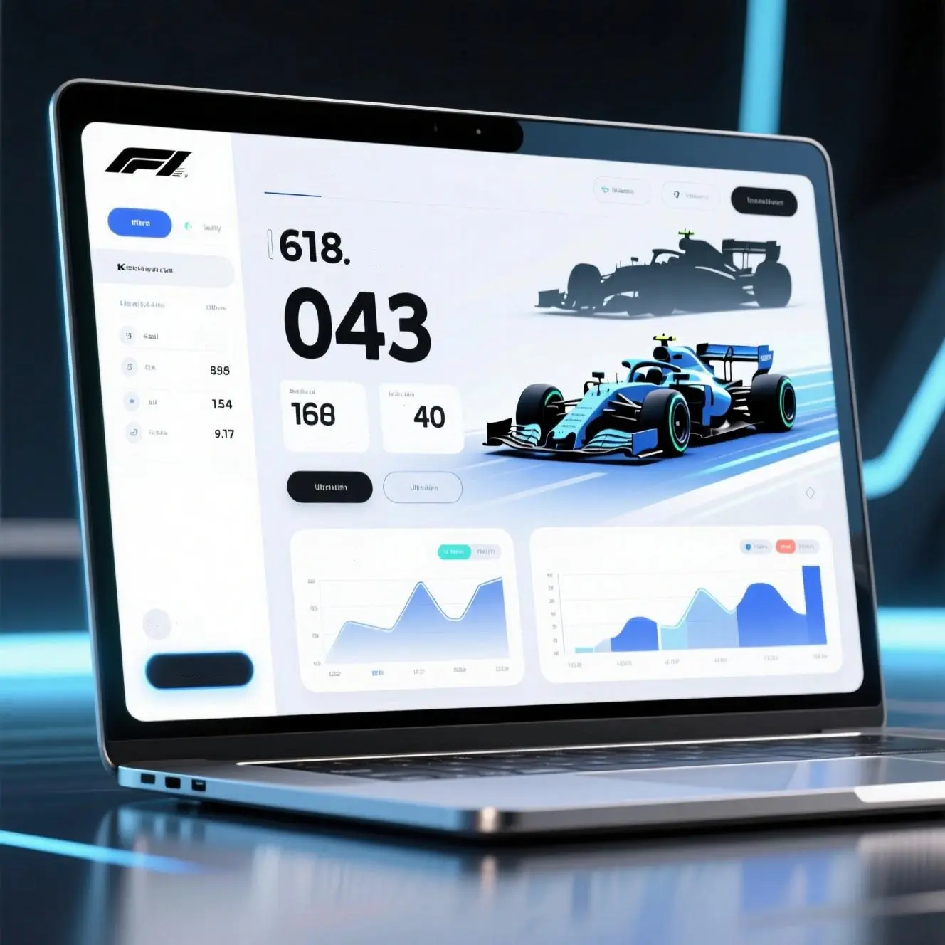 Laptop screen showing F1 betting interface with odds and statistics